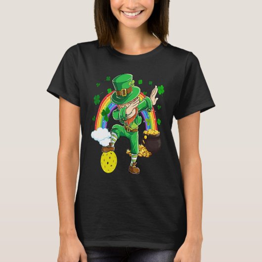 Dabbing Leprechaun Pickleball Ball St Patricks Day T-Shirt (Vorderseite)