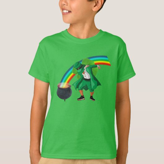 Dabbing Leprechaun Rainbow Pot of Gold T-Shirt (Vorderseite)