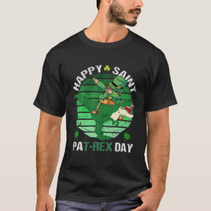 Dabbing Leprechaun Riding St Pat-Rex Dinosaur Sain T-Shirt