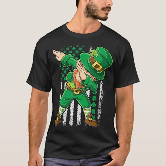 Dabbing Leprechaun Shirt Irish American Flag St (Vorderseite)