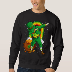 Dabbing Leprechaun St Patricks Day Boys Kinder Män Sweatshirt
