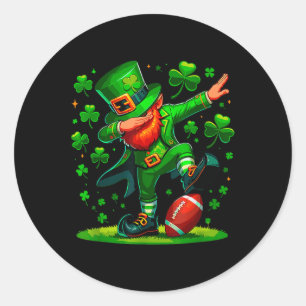 Dabbing Leprechaun St Patricks Day Footbyll Boy Me Runder Aufkleber