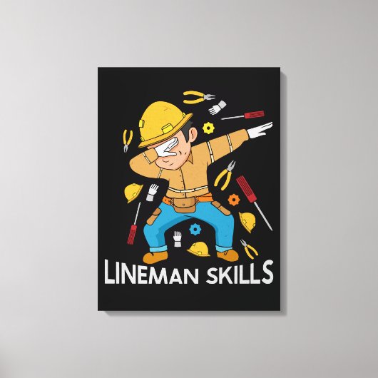 Dabbing Lineman Skills Geschenk Vater Männer Linem Leinwanddruck (Vorderseite)