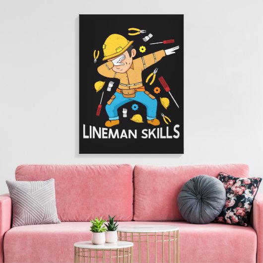 Dabbing Lineman Skills Geschenk Vater Männer Linem Leinwanddruck (Insitu (Wohnzimmer))
