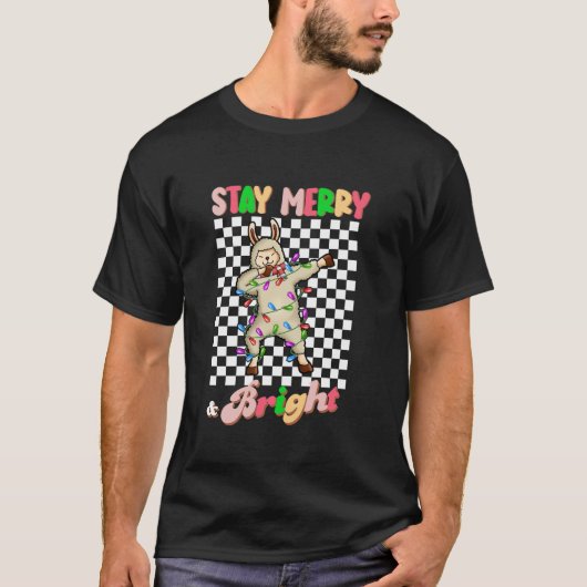 Dabbing Llama Bleibe Merry and Bright Groovy Chris T-Shirt (Vorderseite)