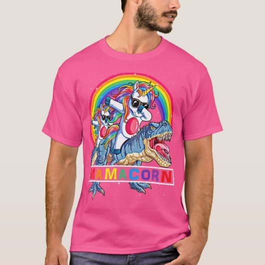Dabbing Mamacorn Unicorn Mama Dinosaur Rainbow Mot T-Shirt (Vorderseite)