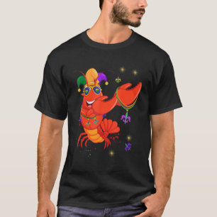 Dabbing Mardi Gras Bead Jester Hat Crawfish Boil P T-Shirt