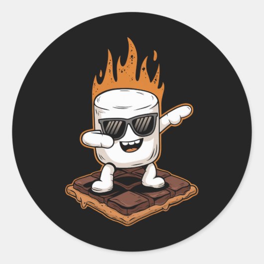 Dabbing Marshmallow Camping Smores Kawaii S'mores Runder Aufkleber (Vorderseite)