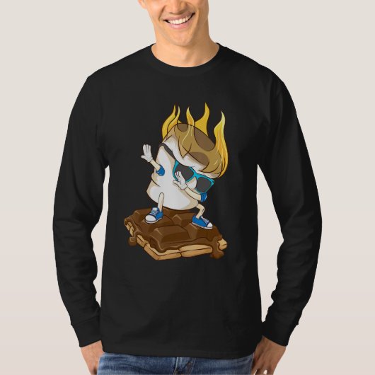 Dabbing Marshmallow Smores Cooles Camping Tanz T-Shirt (Vorderseite)