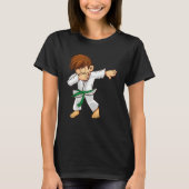 Dabbing martial artists with green belt Karate and T-Shirt (Vorderseite)