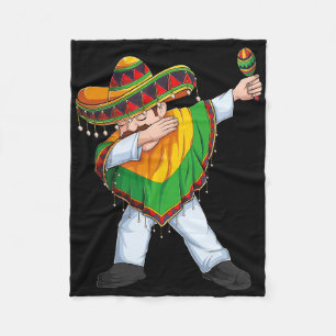 Dabbing Mexican Man Poncho Sombrero Cinco De Mayo Fleecedecke
