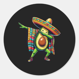Dabbing Mexican Poncho Avocado Cinco De Mayo Runder Aufkleber