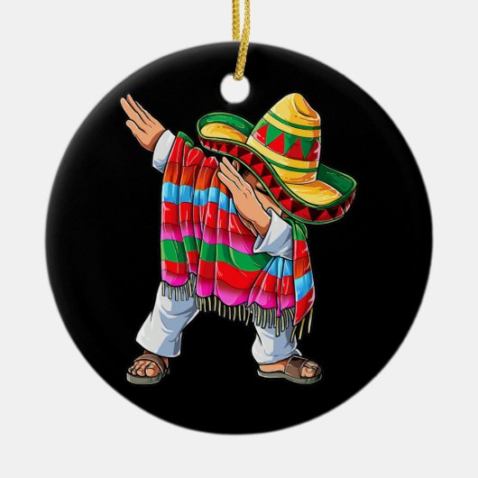 Dabbing Mexican Poncho Cinco De Mayo Boys Men Men Keramik Ornament (Vorne)