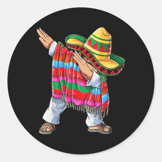 Dabbing Mexican Poncho Cinco de Mayo Boys Men Men Runder Aufkleber (Vorderseite)