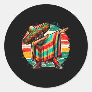 Dabbing Mexican Poncho Cinco De Mayo Boys Men Mexi Runder Aufkleber