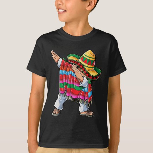 Dabbing Mexican Poncho Cinco De Mayo Boys Men Shor T-Shirt (Vorderseite)