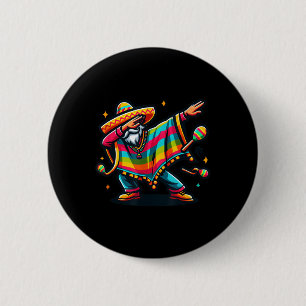 Dabbing Mexican Poncho Cinco De Mayo Boys Men Somb Button
