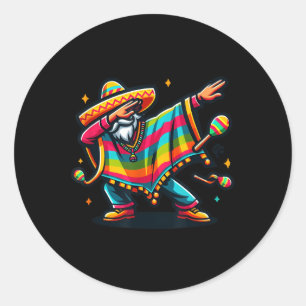 Dabbing Mexican Poncho Cinco De Mayo Boys Men Somb Runder Aufkleber