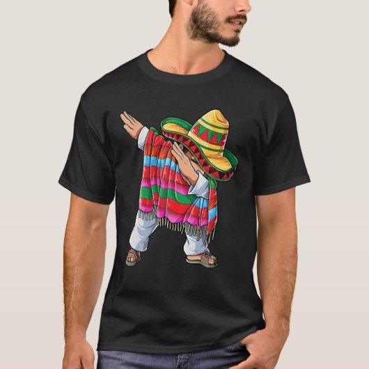 Dabbing Mexican Poncho Cinco De Mayo Boys Men Somb T-Shirt (Vorderseite)