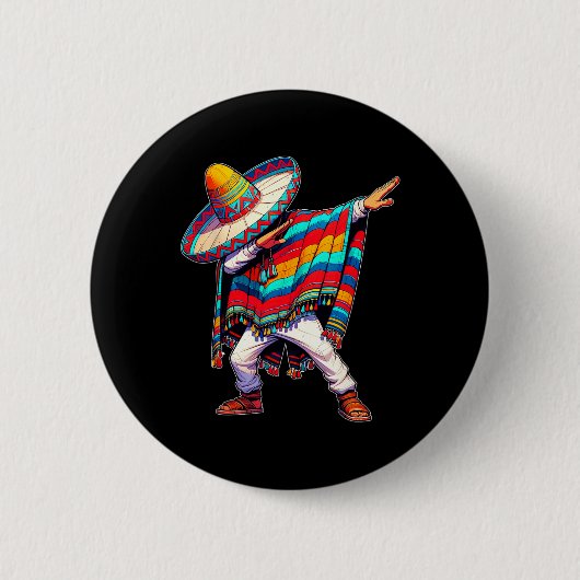 Dabbing Mexican Poncho Cinco De Mayo Button (Vorderseite)