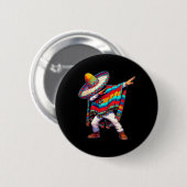 Dabbing Mexican Poncho Cinco De Mayo Button (Vorne & Hinten)
