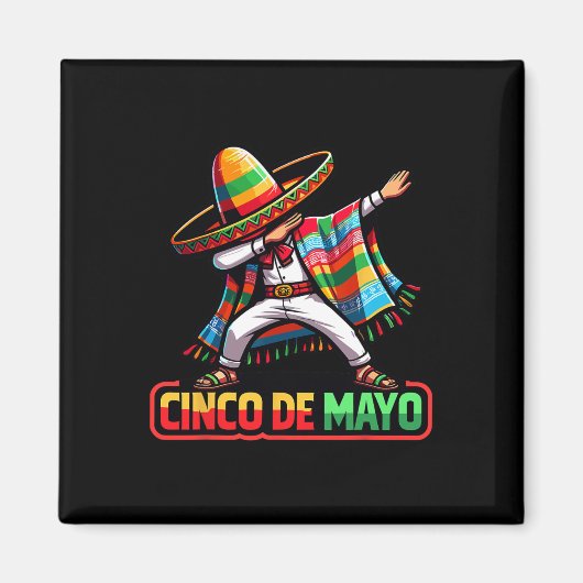 Dabbing Mexican Poncho Cinco De Mayo Fiesta 1 Magnet (Vorne)