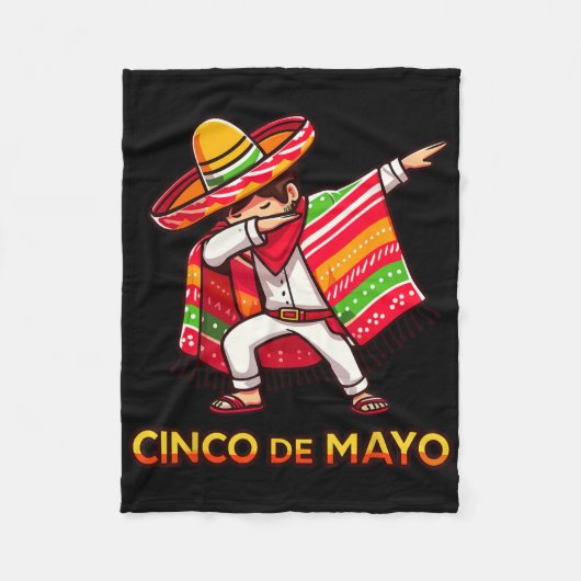 Dabbing Mexican Poncho Cinco De Mayo Fiesta 3 Fleecedecke (Vorderseite)