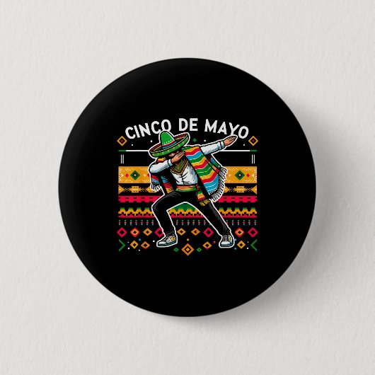 Dabbing Mexican Poncho Cinco De Mayo Fiesta 4 Button (Vorderseite)