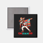 Dabbing Mexican Poncho Cinco De Mayo Fiesta Magnet (Vorderseite/Rückseite)