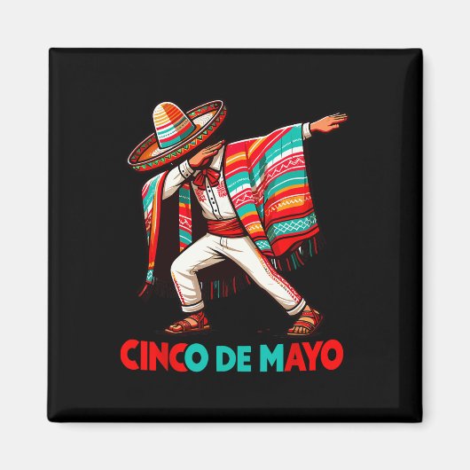 Dabbing Mexican Poncho Cinco De Mayo Fiesta Magnet (Vorne)