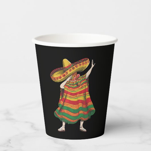 Dabbing Mexican Poncho Cinco De Mayo Fiesta Party Pappbecher (Vorderseite)