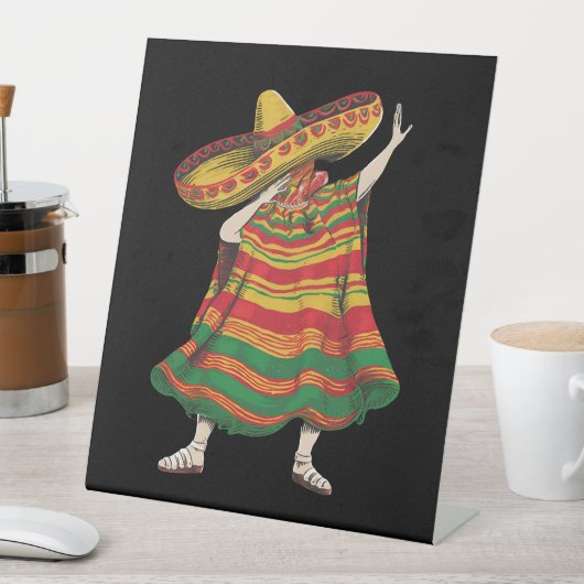 Dabbing Mexican Poncho Cinco De Mayo Fiesta Party Sockelschild (In Situ)