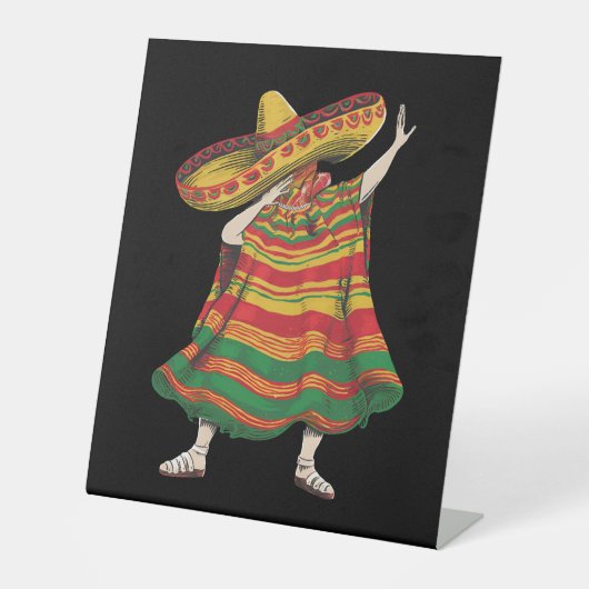 Dabbing Mexican Poncho Cinco De Mayo Fiesta Party Sockelschild (Vorderseite)