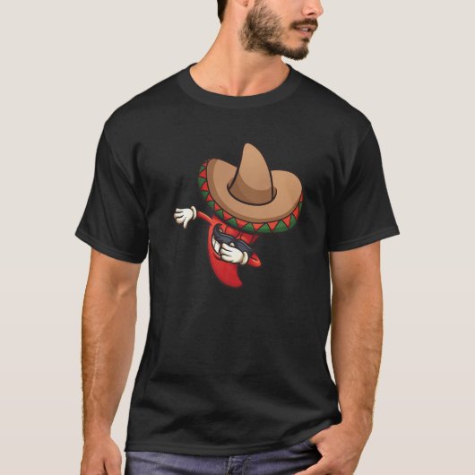 Dabbing Mexican Poncho Cinco De Mayo Funny Fiesta T-Shirt (Vorderseite)