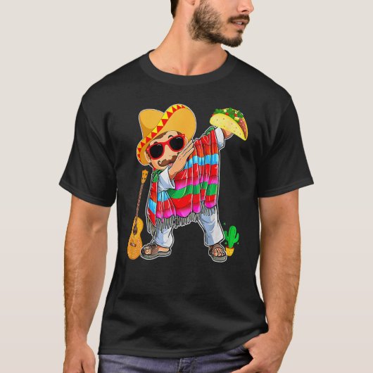 Dabbing Mexican Poncho Cinco de Mayo Men Sombrero T-Shirt (Vorderseite)