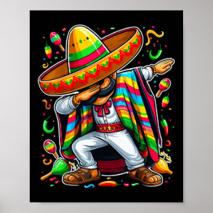 Dabbing Mexican Poncho Cinco De Mayo Poster