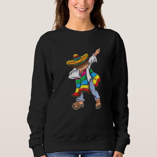Dabbing Mexican Poncho Cinco De Mayo Sweatshirt (Vorderseite)