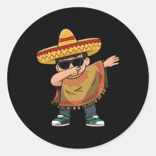 Dabbing Mexican Poncho Runder Aufkleber