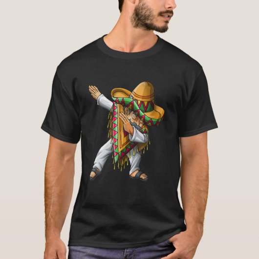Dabbing Mexican Poncho Sombrero Dab Cinco De Mayo T-Shirt (Vorderseite)