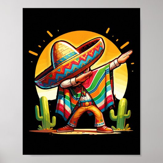 Dabbing Mexican Poncho Sombrero Dab Dance Cinco De Poster (Vorne)