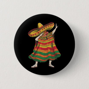 Dabbing Mexikanischer Poncho Cinco De Mayo Fiesta- Button