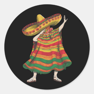 Dabbing Mexikanischer Poncho Cinco De Mayo Fiesta- Runder Aufkleber