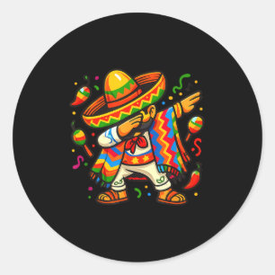 Dabbing Mexikanischer Poncho Cinco De Mayo Jungen  Runder Aufkleber
