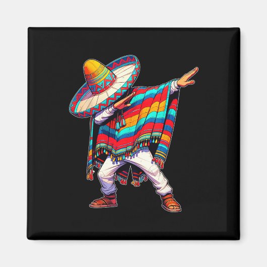 Dabbing Mexikanischer Poncho Cinco De Mayo Männer Magnet (Vorne)