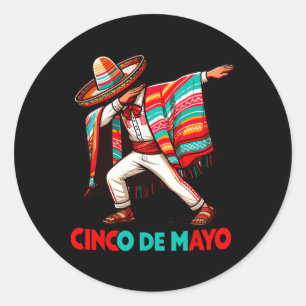 Dabbing Mexikanischer Poncho Cinco De Mayo Party Runder Aufkleber