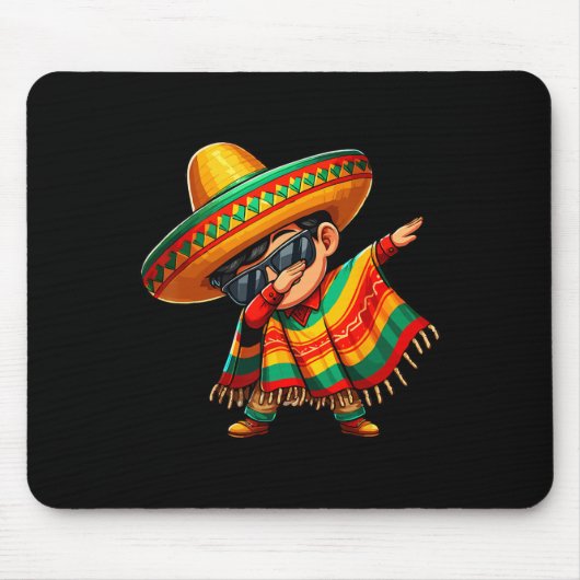 Dabbing Mexikanischer Poncho Cinco De Mayo Sombrer Mousepad (Vorne)