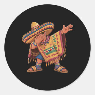 Dabbing Mexikanischer Poncho Dab-Tanz Cinco De May Runder Aufkleber