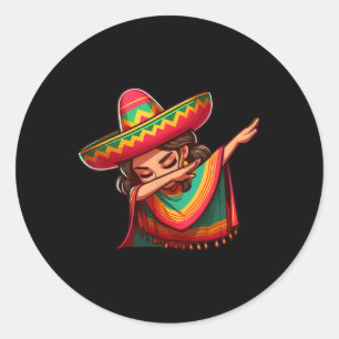 Dabbing Mexikos Frau Poncho Cinco De Mayo Girl So Runder Aufkleber