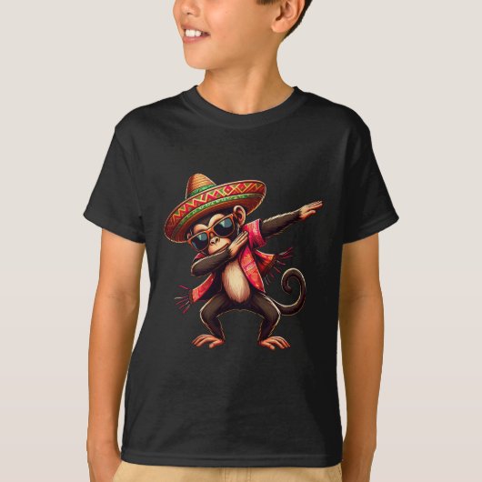 Dabbing Monkey Sombrero Poncho T-Shirt (Vorderseite)