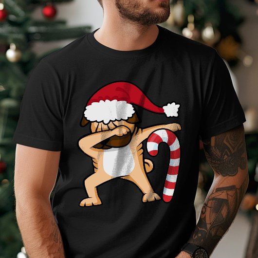 Dabbing Mops Dog Weihnachtsfeiertag T-Shirt